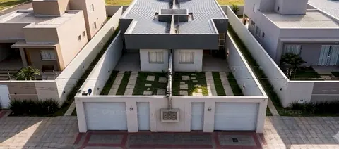 As casas vistas de cima, conforme o projeto