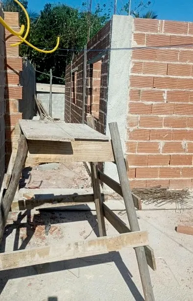 A obra em andamento