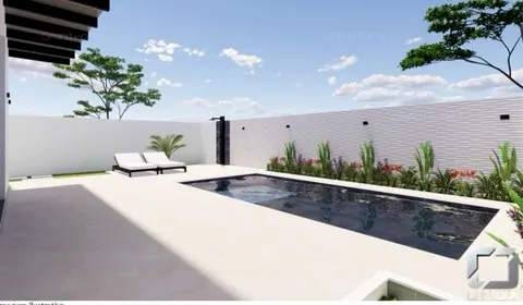 Piscina e quintal no projeto